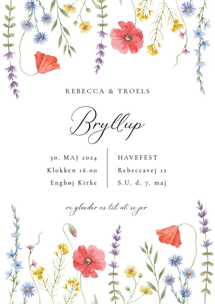 Invitationer - Rebecca og Troels Bryllupsinvitation